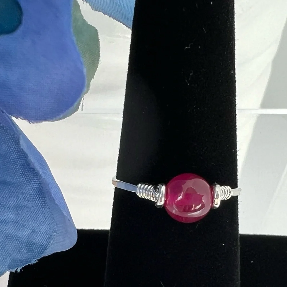 Genuine Ruby Sterling Silver or Gold Filled Wire Wrapped Ring
